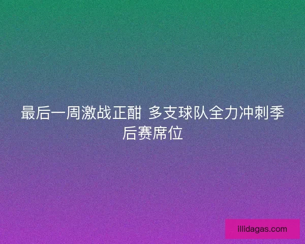 最后一周激战正酣 多支球队全力冲刺季后赛席位
